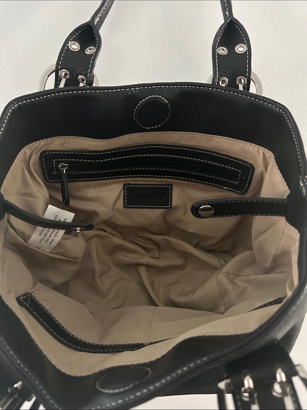 Tignanello Y2K Black Leather Shoulder Bag with Large Silver Buckles - Picture 6 of 13